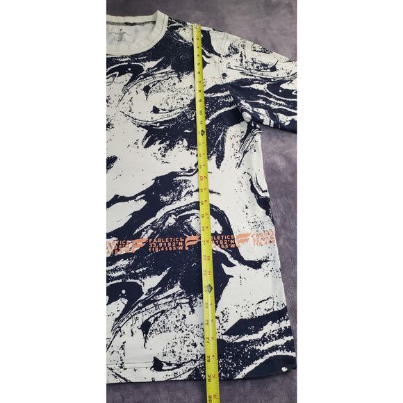 Fabletics T Shirt Mens Sz L Blue White Tie Dye Coordinates Spell Out Logo C23-11 - Picture 2 of 6